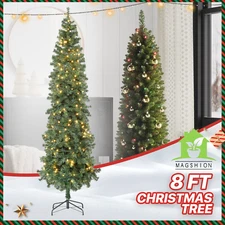 Artificial Pencil Christmas Tree 300 Lights Home Festival Décor Xmas Tree，8 FT