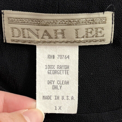 「BS」 Vtg Dinah Lee Blouse Top Woman Plus 1X Solid Black Sleeveless