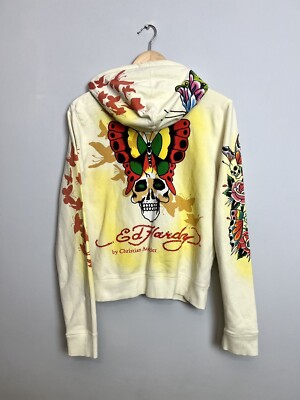 Vintage Y2K Ed Hardy Skull Butterfly Ch. Audigier Zip hoodie | eBay