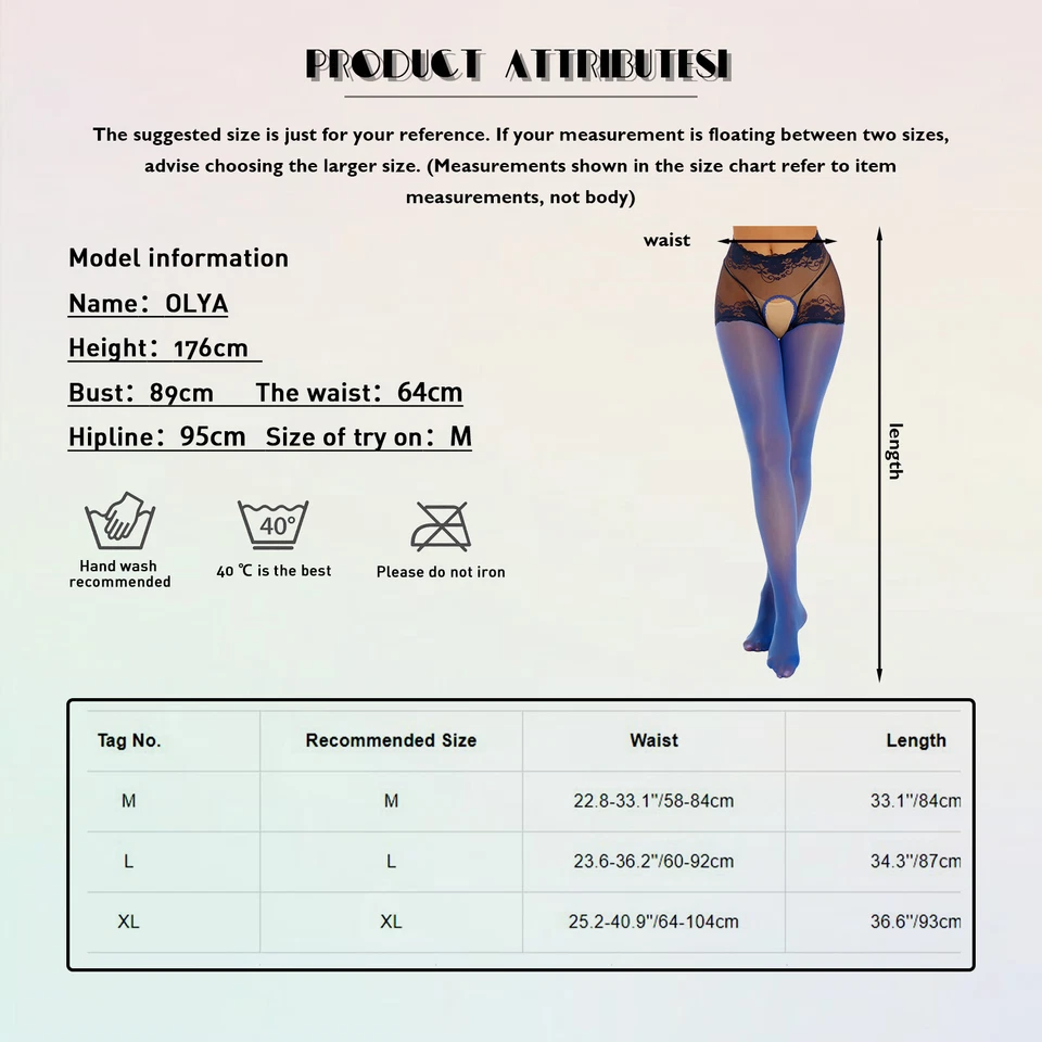 Womens Oil Glossy Crotchless Pantyhose Stockings Stretchy Tights Sports Lingerie - Image 4 of 4
