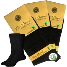  3 Pairs Men's Bamboo Dress Socks Black Seamless Toe %90 Bamboo by Pier Doni 