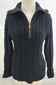 Ralph Lauren Black Label Women Pullover 1/4 Zip Cable Knit Sweater Sz Large | eBay
