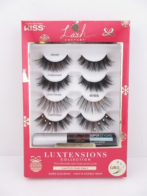 Kiss Lash Couture Luxtensions HOLIDAY Collection 4 Pairs Eyelashes & Glue 91239