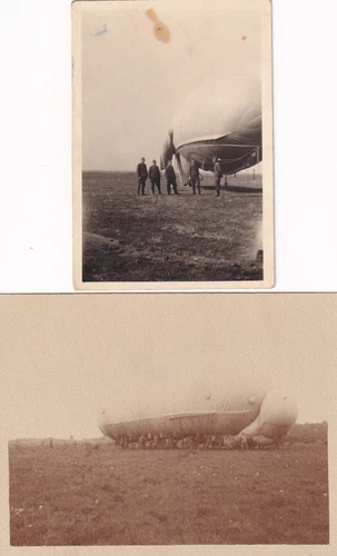 2 FOTO MIGNON DI DIRIGIBILI AUSTRIACI - SOLDATEN MIT BALON IN FELD - KUK - WW1