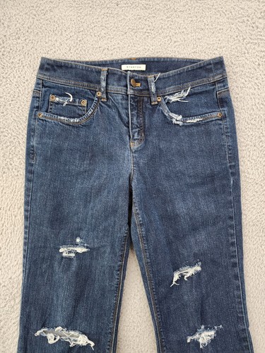 Jones New York Jeans Womens 4 Blue Boot Cut Distressed Dark Wash Mid Rise Denim - Picture 2 of 13