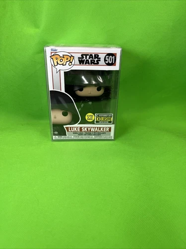 Luke Skywalker Funko Pop #501 Star Wars EE Exclusive Glows In The Dark + Protect