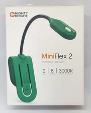Mini Flex 2 Green Reading Portable Led Light Mighty Bright Clip On New in Box