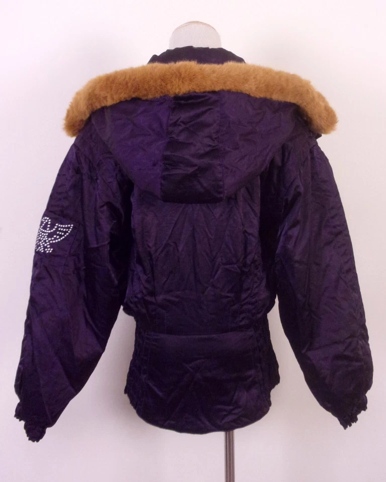 vintage 80s Kaelin Skiing Finesse Women's Purple Ski Jacket Downhill Hooded 8/38 - Image 4 of 4