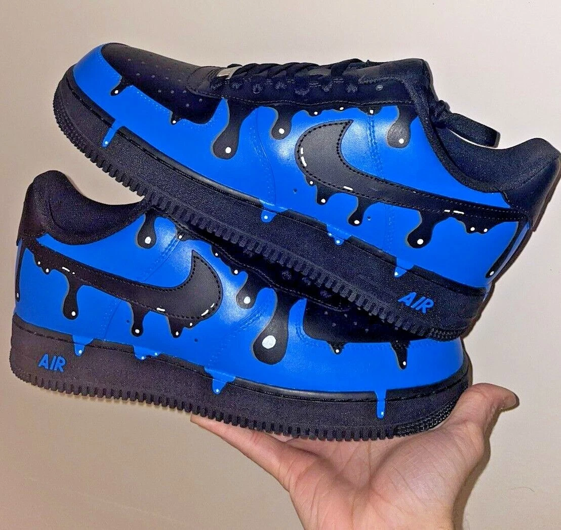 Blue Dripping Custom Air Force 1 Sneakers 13 M / 14.5 W