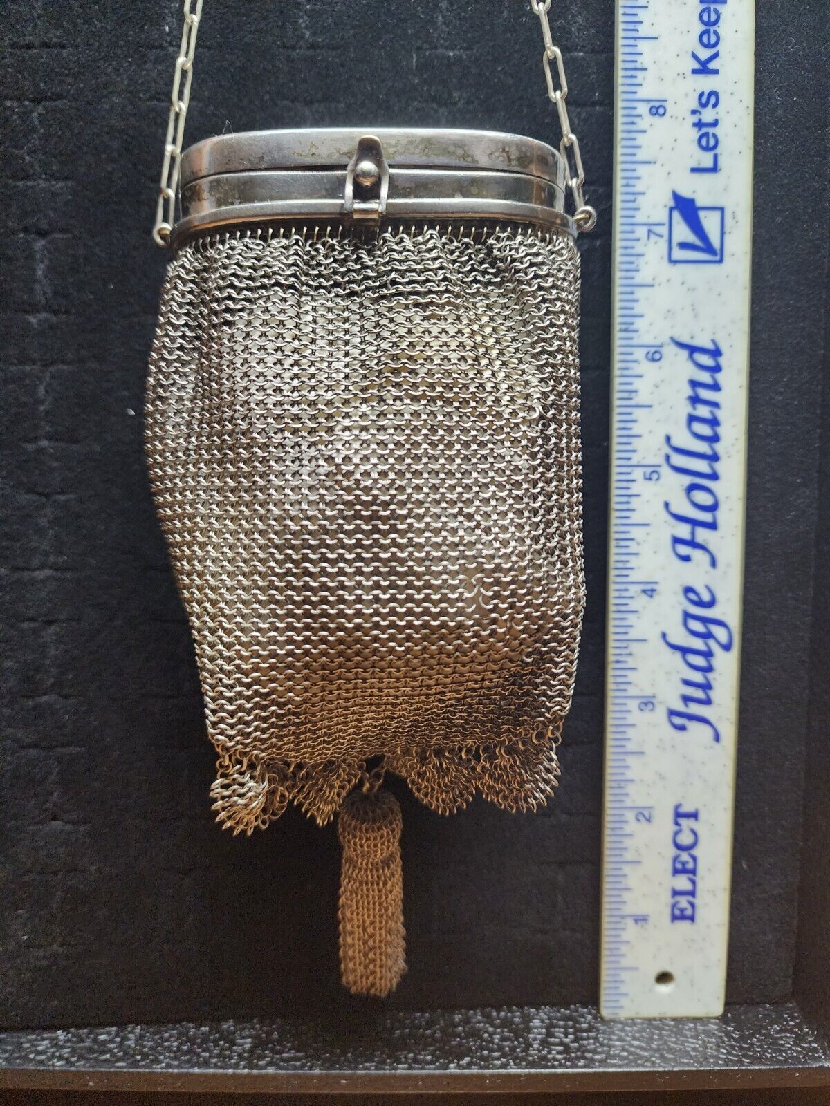 Antique Art Deco Sterling Silver Mesh Purse With … - image 2