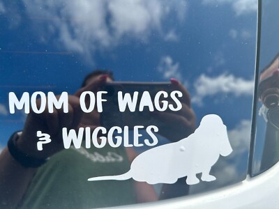 mom of wags and wiggles dog car sticker decal