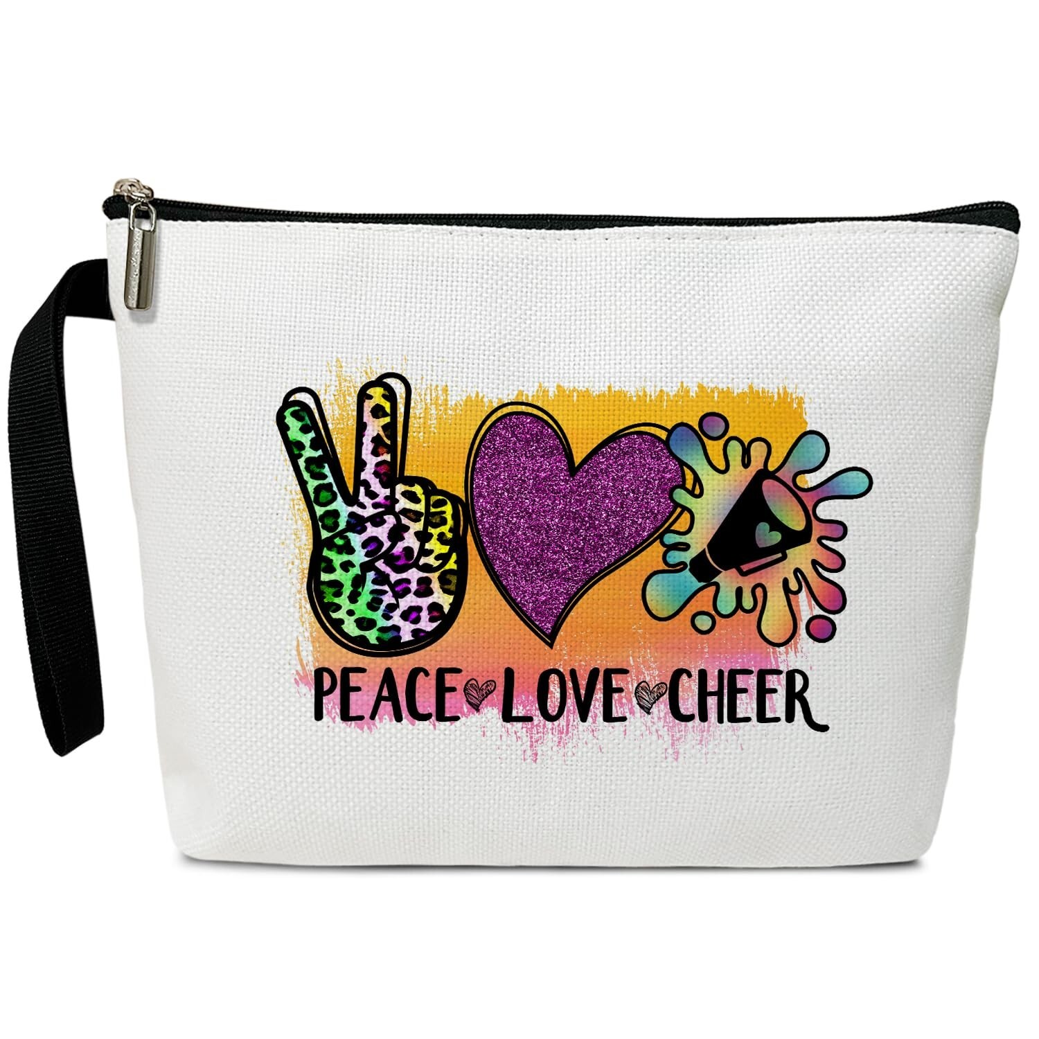 Peace Love Cosmetic Bag for Women Friends Accessories Organizer, Cheerleader ...