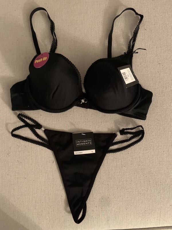 “New” Elegant Push Up Bra Panty Set Size 32B|M Color Black