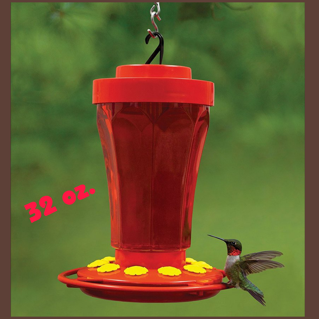 Hummingbird Feeder Red Polymer First Nature 3055 32 Oz 10 Feeding