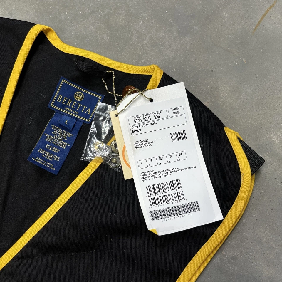 NWT Men’s Beretta Trap Cotton Vest Black / Yellow Large - Image 3 of 4