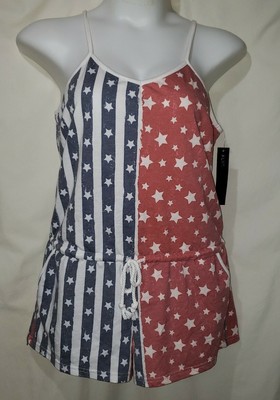 red white and blue romper womens