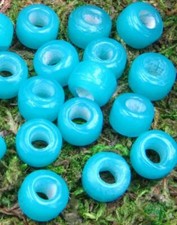 Qty. 25 Opaque Turquoise 9x5mm, 3.5mm Large Hole, Roller Pony Beads
