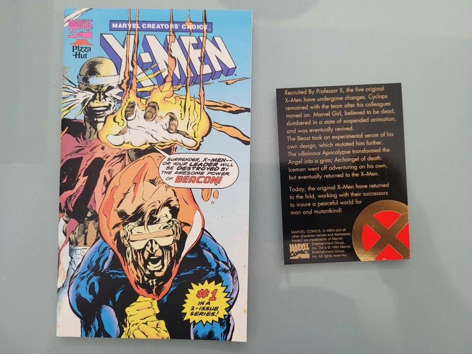 X-MEN MARVEL CREATOR'S CHOICE PIZZA HUT MINI COMIC AND TRADING CARD 1993 +POSTER - Image 2 of 4