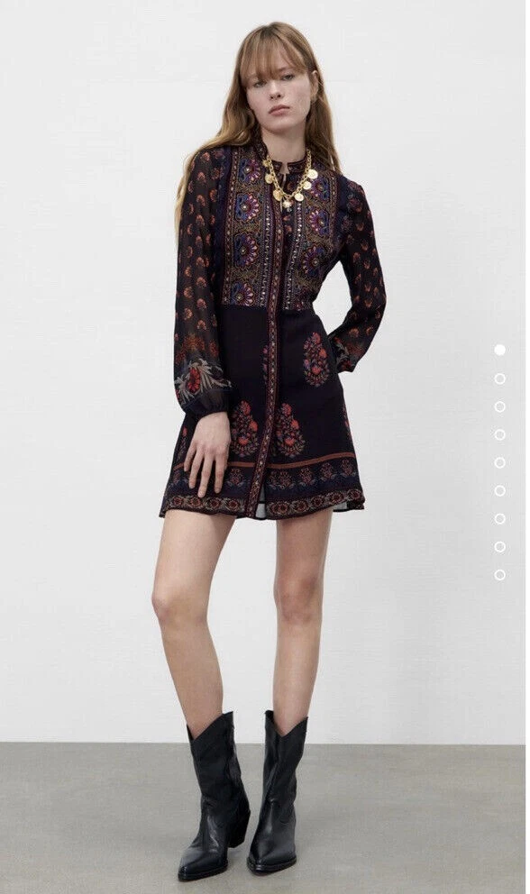 zara embroidered bib dress