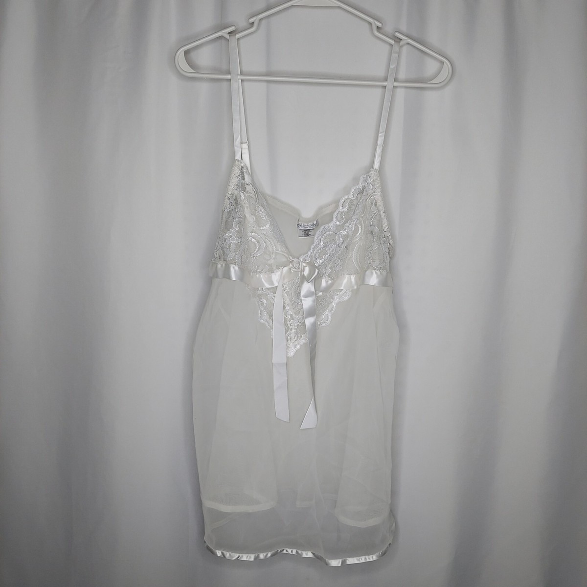 Cinema Etoile Seductive Wear Camisole XL White Sheer Lace Chiffon