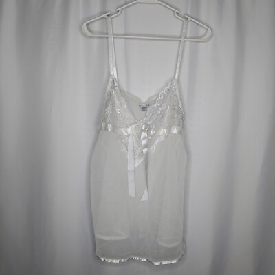 Cinema Etoile Seductive Wear Camisole XL White Sheer Lace Chiffon Romantic Sexy