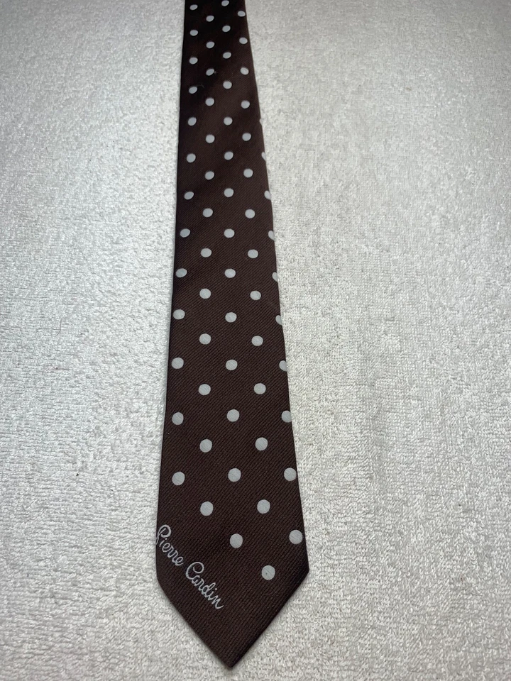 CORBATA CARDIN VINTAGE PARA HOMBRE AÑOS 40-70 MODA DIVERTIDA MARRÓN CON BLANCO 3 X 58 Foto 2 de 4