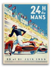 Le Mans France 1959 Race Sports Car Poster - 18x24