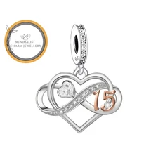 15th Charm For Bracelet, Infinity Birthday Charm, 15th Birthday Charm