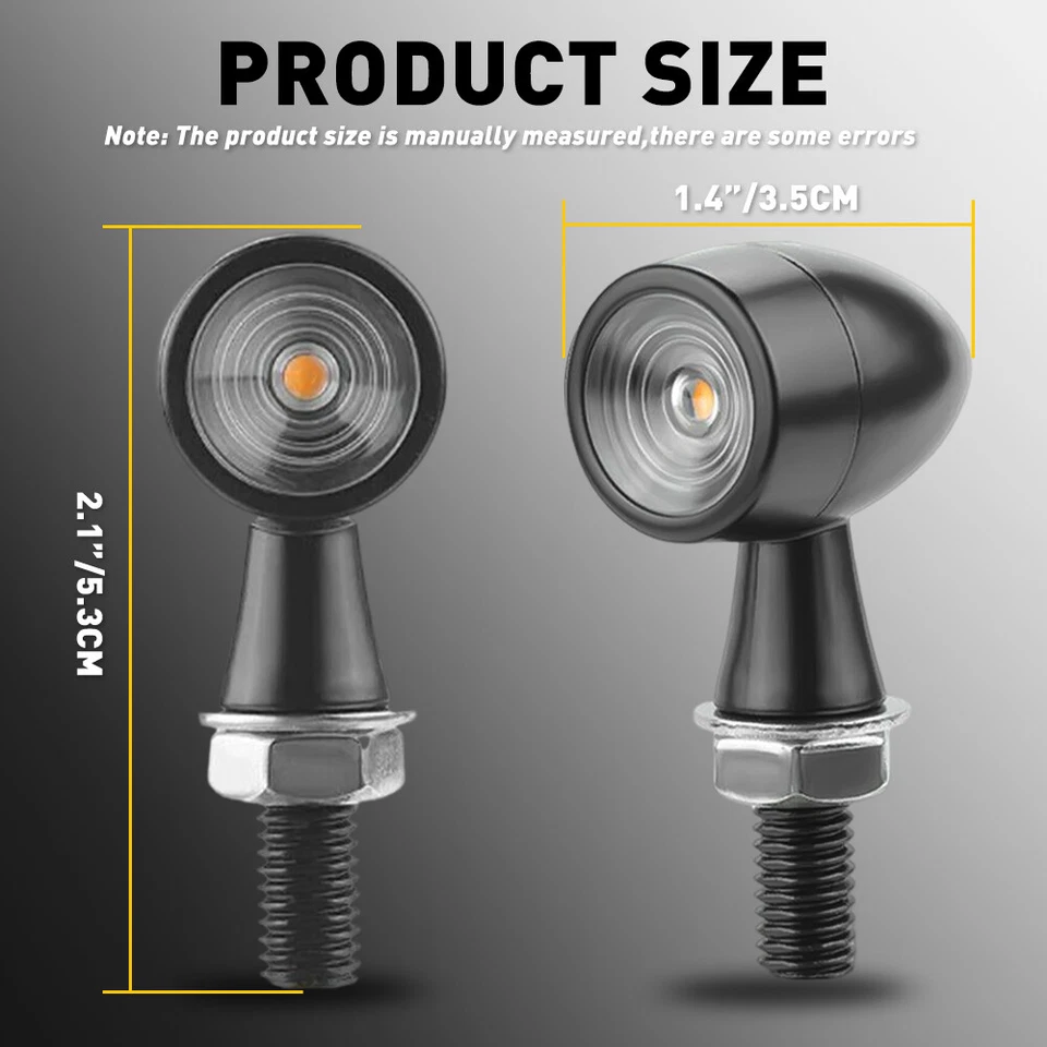 Motorcycle LED Bullet Mini Turn Signal Brake Light Blinker For Bobber Cafe Racer - Image 3 of 4