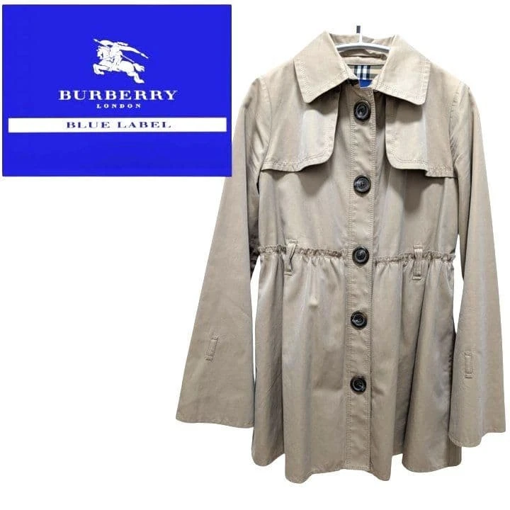 Gabardina BURBERRY BLUE LABEL beige cintura reunida línea A JP 36 US XS