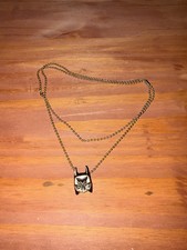 Matte Black Batman Pendant Necklace - Double Ball Chain