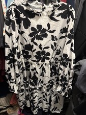 Shein Women's Floral Print Tie Neck Dress Long Sleeve 3x