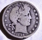 MULTIPLE DINGS TO EDGE / RIM    1896 O Barber Half Dollar