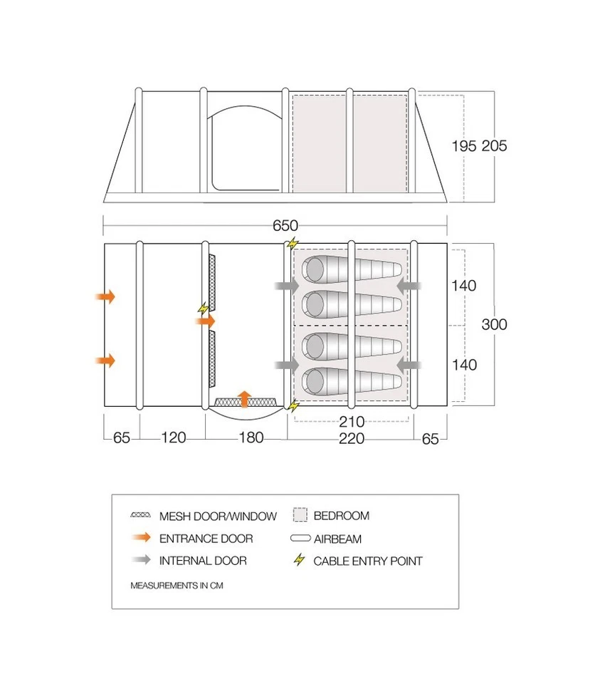 Vango Valencia II Air Tent - 450XL - 2021 - 4 Person Air beam Tent - Blue - Used - Image 3 of 4