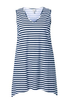 Ulla Popken Damen große Größen Longtop Ringel A Linie V Ausschnitt