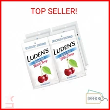Luden's Sugar Free Wild Cherry Throat Drops, Sore Throat Relief, 25 Count (6 Pac