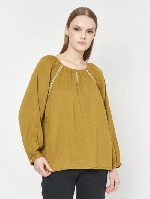 Blusa Old Navy Feminina Tamanho 4X Boho Gaze Leve Manga Longa Verde - Imagem 2 de 4