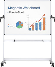 Double-Sided Magnetic Mobile Whiteboard, 48 X 36 Inches, Aluminium Frame and Sta