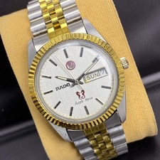 Rare Rado Purple Horse Automatic Fluted Bezel Day Date TwoTone Vintage Men Watch