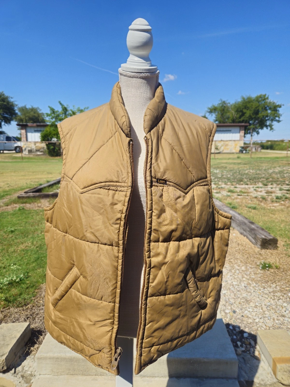 Vintage Lee Storm Rider Vest Jacket Mens XL Brown Quilted Puffer Western