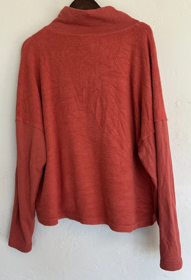REI Cooperativo Wallace Lake Cáñamo Algodón Pullover Sudadera L Ladrillo Rojo Botón Henley Foto 2 de 4