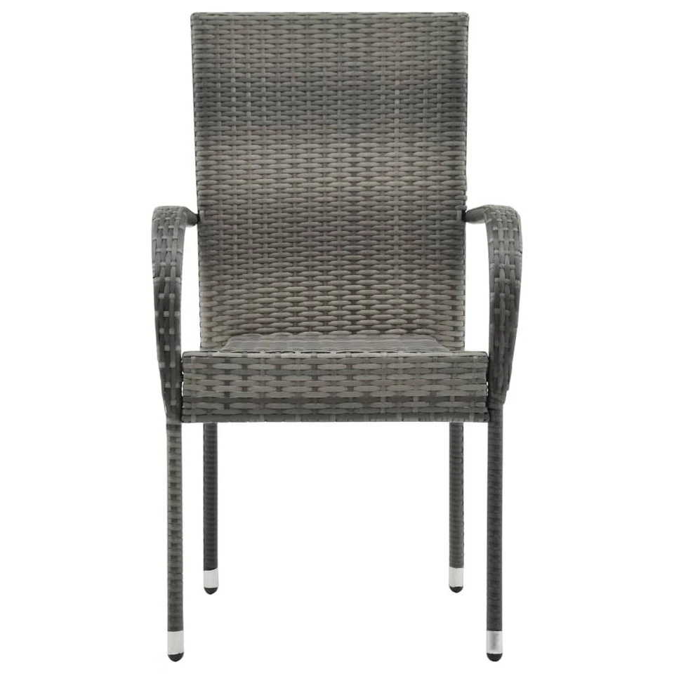 Dining Chair Set of 4 Grey PE rattan, powder-coated steel - Image 3 of 4