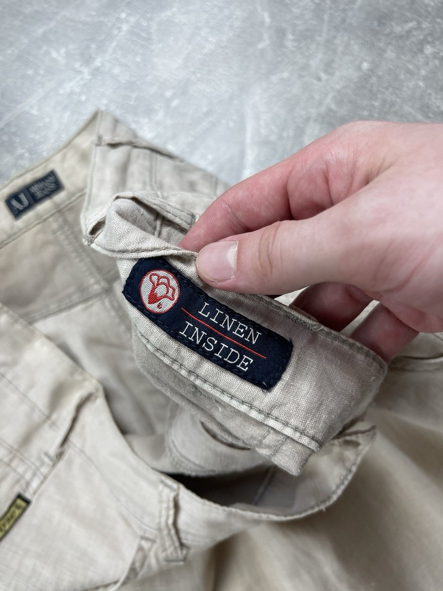 Armani Jeans Vintage Linen Beige Italy Size 52 Lightweight Summer
