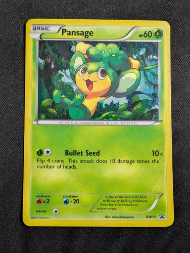 Pokemon Pansage BW11 Holo Black Star Prmo Black & White LP