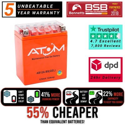 YB12A-BS Atom Gel Motorradbatterie für Honda CB 400 F 75-77