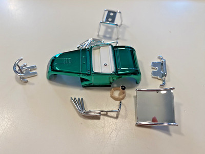 DASH ''SUPER MODIFIED'' HO BODY CROME GREEN FITS AURORA AFX MODEL MOTORING NOS
