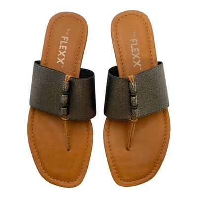 The FLEXX Rain Maker Thong Sandal Silver Elastic/Vaccheta US Women's 7.5M