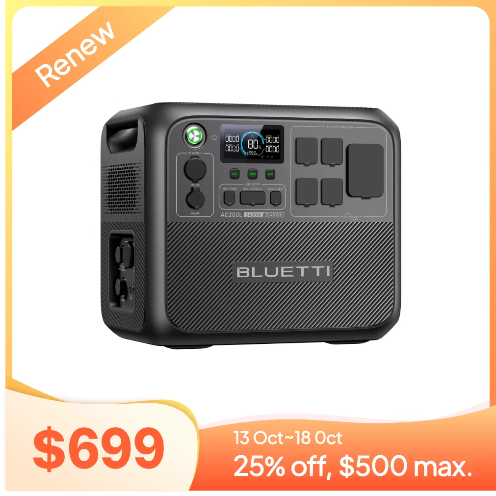 BLUETTI AC200L 2048Wh 2400W Portable Power Station Solar Generator for Backup,RV Review