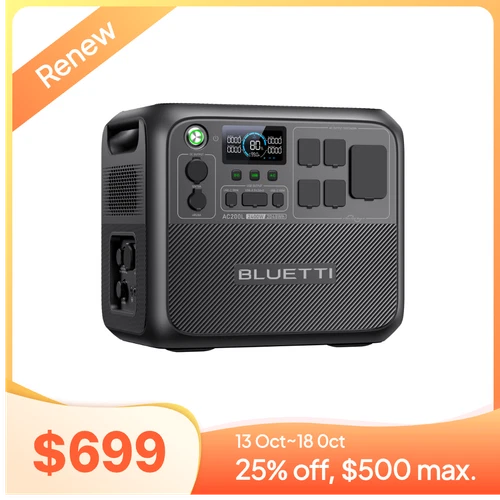 BLUETTI AC200L 2048Wh 2400W Portable Power Station Solar Generator for Backup,RV