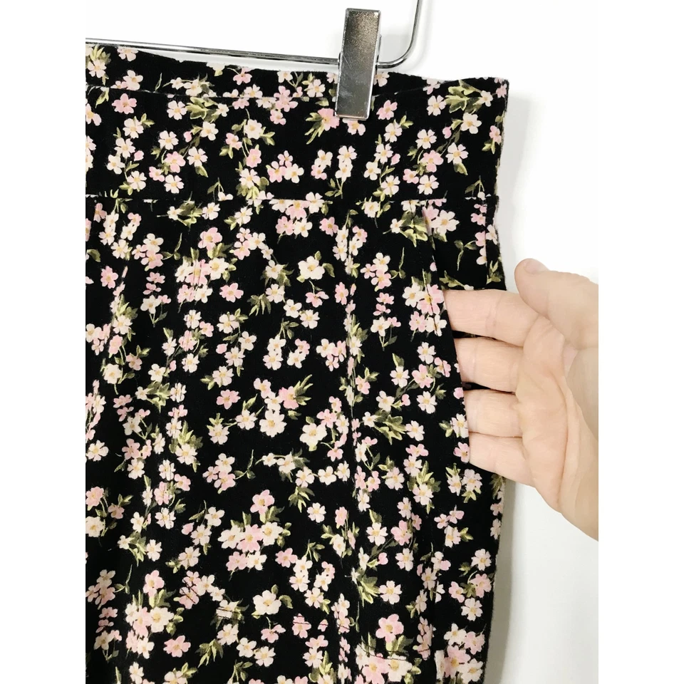 Torrid Leggings Womens 2X 2 Black Pink Floral Stretch Pockets Cottage Peasant - Image 2 of 4